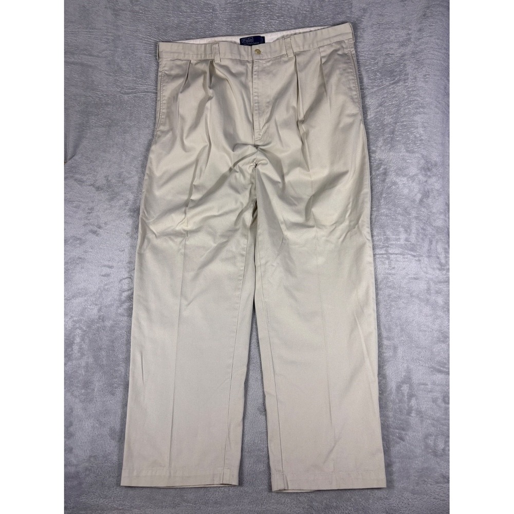 Vintage Polo Ralph Lauren Andrew Pants Beige Men Size 44x32.5 Pleated Dress